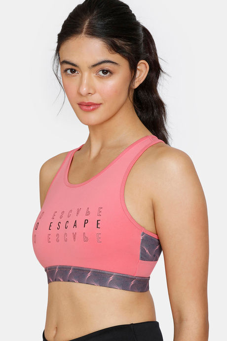 Zelocity Quick Dry Sports Bra With Removable Padding - Sun Kissed Coral — image 3